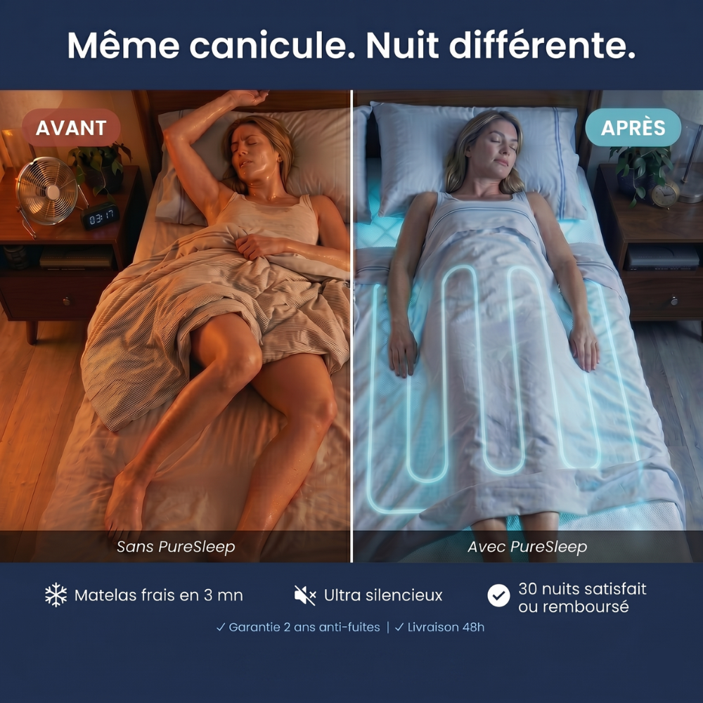 Comparaison avant et après PureSleep pendant une canicule